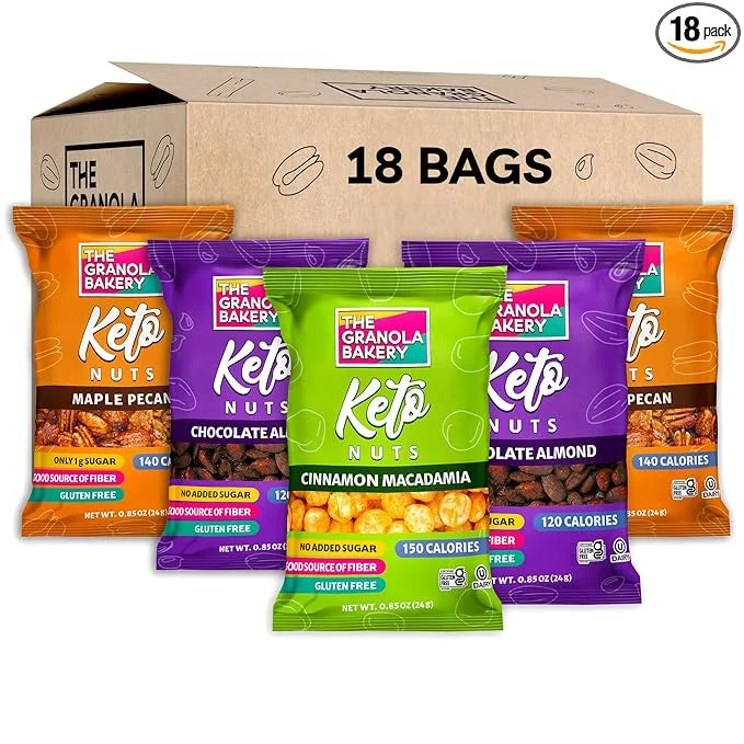 TGB Variety Nut Bites, Keto Snacks, No Added Sugar, Gluten Free, Healthy Low Carb To Go, 0.85oz Bag (Pack of 18) - Product...