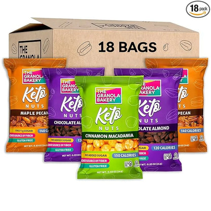 TGB Variety Nut Bites, Keto Snacks, No Added Sugar, Gluten Free, Healthy Low Carb To Go, 0.85oz Bag (Pack of 18) - Product...