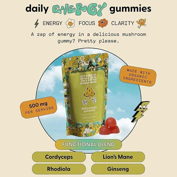 Energy Mushroom Gummies 60 Gummies (30 Servings)