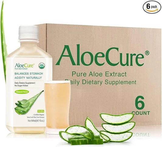 AloeCure USDA Organic Aloe Vera Juice Made Within 12 Hrs of Harvest - Pure Aloe Juice Natural Digestive Supplement to Supp...
