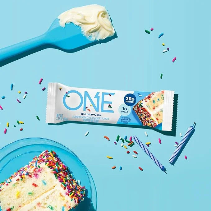ONE Protein Bars, Birthday Cake, Gluten Free with 20g Protein and 1g Sugar, Pantry Staples, 2.12 oz (12 Count) - Product I...