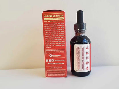 NutraChamps Vitamin B Complex Liquid Drops | B Vitamins Complex Supplement with B1, B2, B3, B6, B7, B9 & Methyl B12 Drops ...