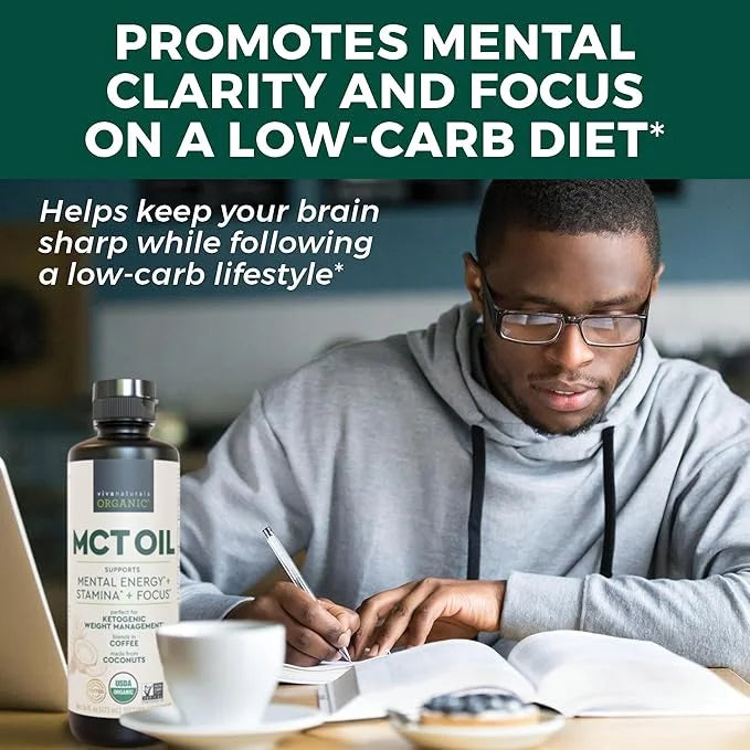 Viva Naturals Organic MCT Oil 16 fl oz - Best MCT Oil Organic for Coffee, MCT Coconut Oil Supports Energy & Mental Clarity...