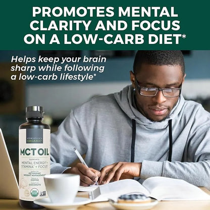 Viva Naturals Organic MCT Oil 16 fl oz - Best MCT Oil Organic for Coffee, MCT Coconut Oil Supports Energy & Mental Clarity...