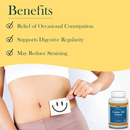 Baar Castor Oil Softgels Natural Laxative