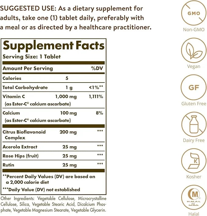 Solgar Ester-C 1000mg Vitamin C Tablets 180 Vegan