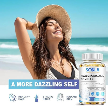 Hyaluronic Acid Supplements - Advanced Skin Hydration & Joint Support with 250 mg Hyaluronic Acid, Vitamin C, Collagen, an...