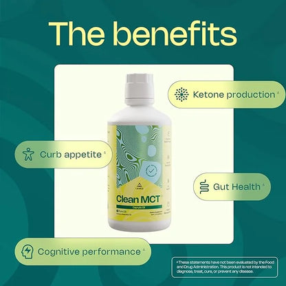 LevelUp Clean MCT Oil - 100% Caprylic C8 for Energy, Focus, Weight Management, Gut Health, Brain Superfuel - Keto Suppleme...