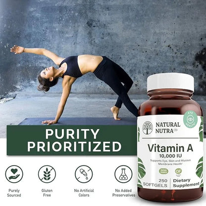 Natural Nutra Vitamin A 10,000 IU, 3, Gluten 250 Softgels