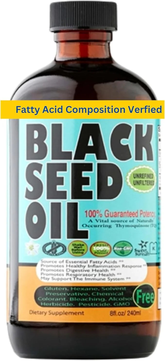 Black Seed Oil 8 Oz - Premium Nigella Sativa Cold-Pressed Turkish Black Cumin Oil - High Strength 3X Thymoquinone - Natura...