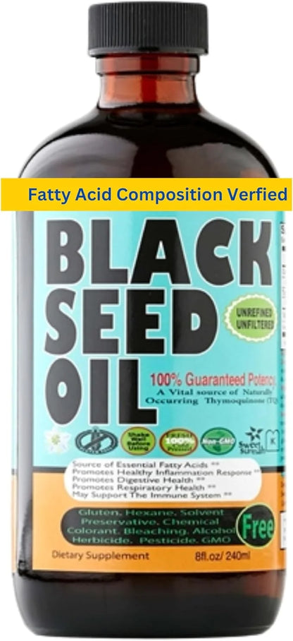 Black Seed Oil 8 Oz - Premium Nigella Sativa Cold-Pressed Turkish Black Cumin Oil - High Strength 3X Thymoquinone - Natura...