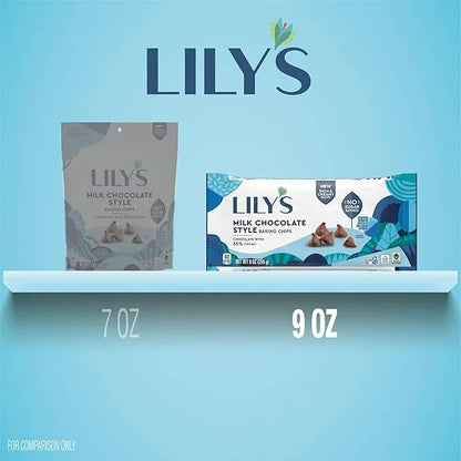 LILY'S Milk Chocolate Style No Sugar Added, Baking Chips Bag, 9 oz - Product Image