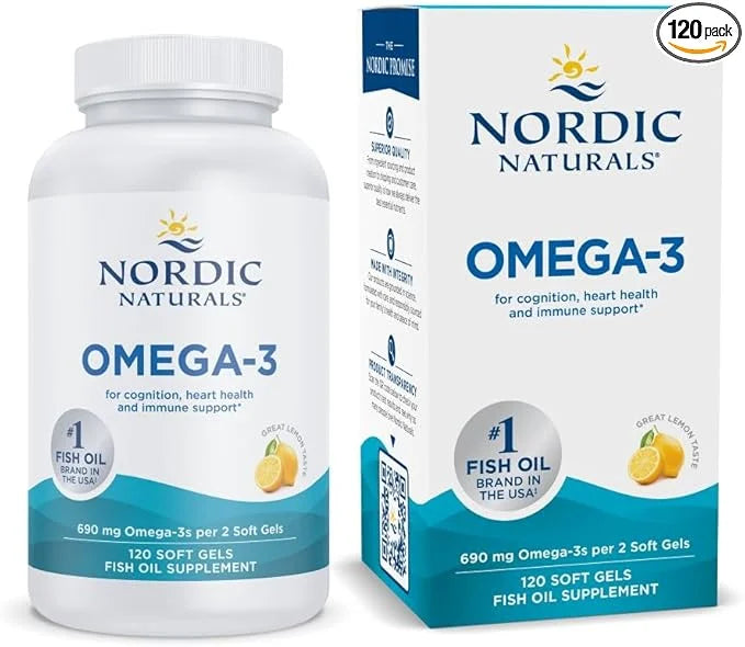 Nordic Naturals Omega-3, Lemon Flavor 120 Soft 690 mg Omega-3 - 60 Servings