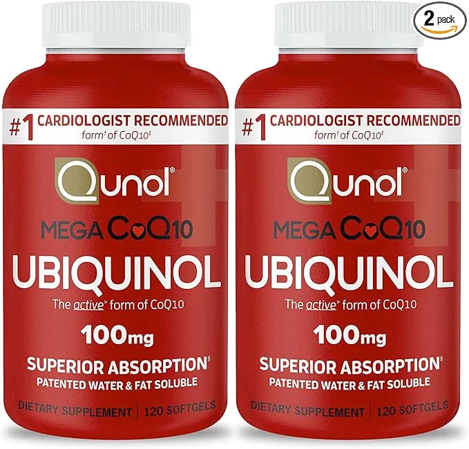 Qunol Mega Ubiquinol CoQ10 100mg Softgels- Q10 for 8 Month 120 Count 2)