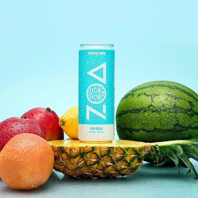 ZOA Zero Sugar Energy Drinks, Tropical Taste Pack - Sugar Free with Electrolytes, Healthy Vitamin C, Amino Acids, Essentia...