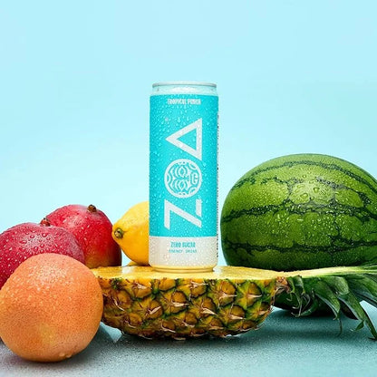 ZOA Zero Sugar Energy Drinks, Tropical Taste Pack - Sugar Free with Electrolytes, Healthy Vitamin C, Amino Acids, Essentia...