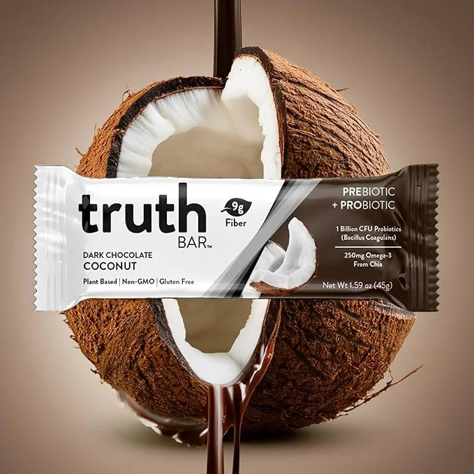 Truth Bar Prebiotic & Probiotic Keto Snack Vegan Bars with Omega-3's - Synbiotic High Fiber Snacks - Low Sugar, Kosher, Gl...