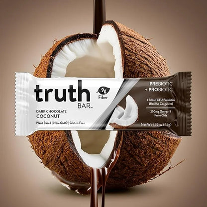 Truth Bar Prebiotic & Probiotic Keto Snack Vegan Bars with Omega-3's - Synbiotic High Fiber Snacks - Low Sugar, Kosher, Gl...
