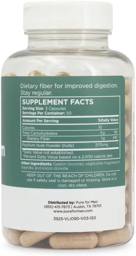 Daily Psyllium Husk Fiber Supplement by 2,175mg Per 150 Capsules
