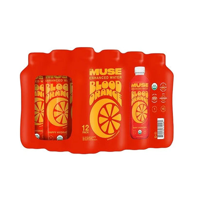 MyMuse Organic Enhanced Flavored Water, Blood Orange, 16.9 Fl Oz Bottle (12 pack), 1G of Sugar, Immune Support with Zinc &...