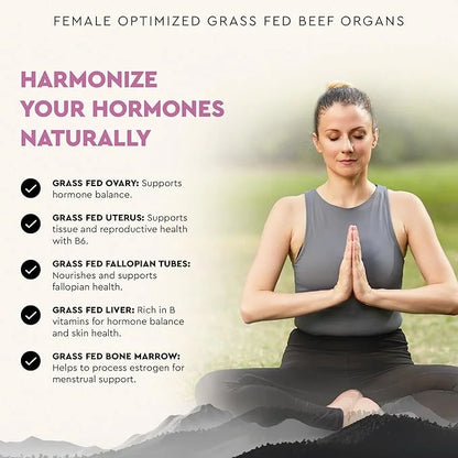 Ancestral Supplements Grass Fed FEM Liver Supplement for Women with Collagen, CoQ10, Vitamin B12, Joint Support Bone Marro...