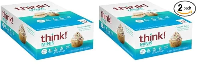 think! MINIS Protein Snack Bars, Gluten Free, Cupcake Batter, 15 Count (Pack of 2) - Product Image