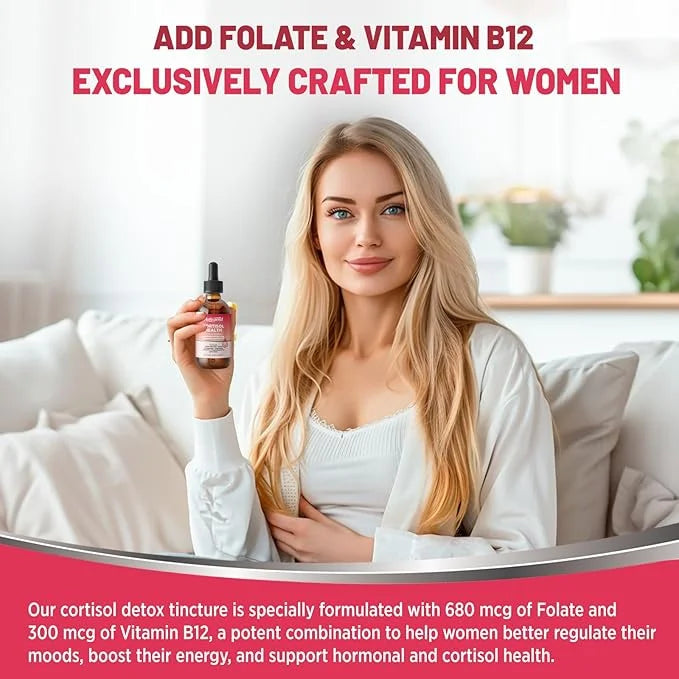 Cortisol Supplement Liquid Drops, Lower Cortisol Supplements for Women, 16 in 1 Cortisol Reducer w. Ashwagandha, Magnesium...