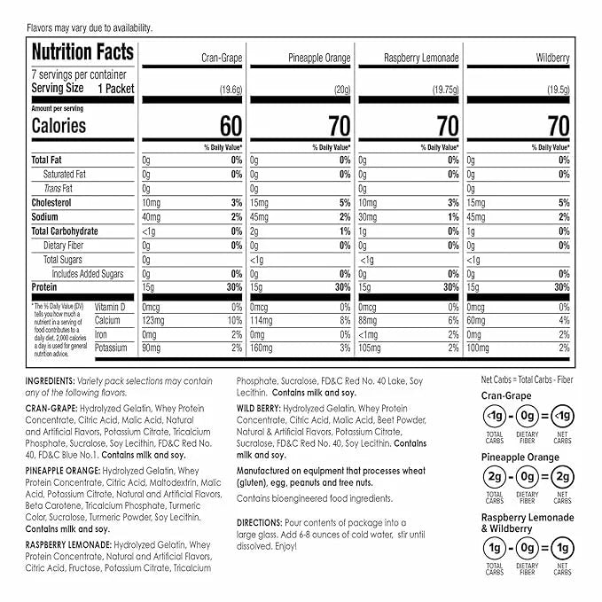 BariWise Protein Fruit Drink, Variety Pack, No Sugar, No Fat, Gluten Free, Low Carb (7ct) - Product Image