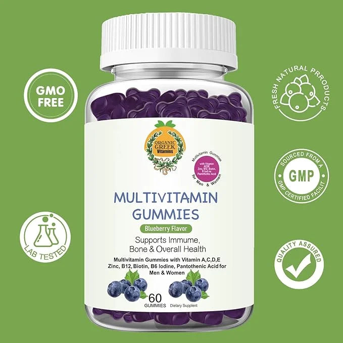 Organic Greek® Multivitamin Gummies with Vitamin B12, Biotin, B6, Iodine, 13 Vitamins