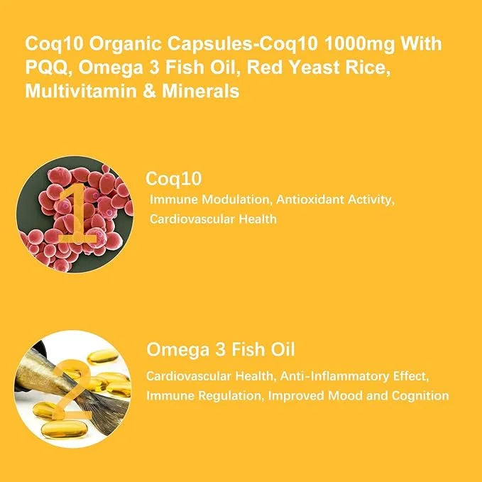 Coq10 1000mg PQQ Omega 3 Fish D3 K2 K2 &