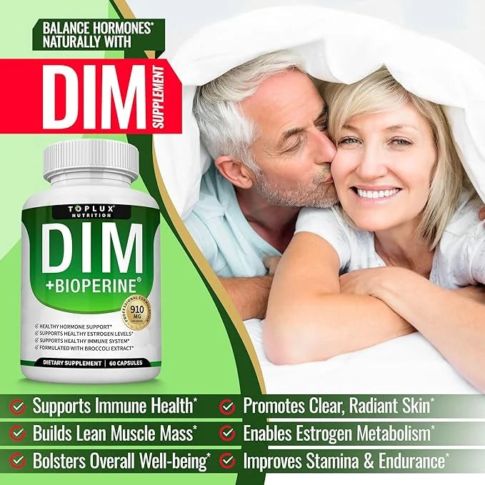 Dim Supplement 910 mg Plus BioPerine Complex - Diindolylmethane to Support Hormone Balance and Estrogen Metabolism, Helps ...