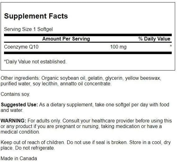 Swanson CoQ10 - Energy Antioxidant Support Q10 Supplement (100 Softgels, 100mg Each)