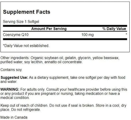 Swanson CoQ10 - Energy Antioxidant Support Q10 Supplement (100 Softgels, 100mg Each)