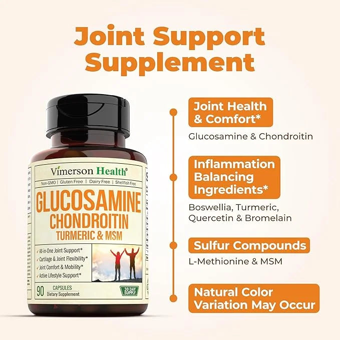 Glucosamine Chondroitin MSM and Turmeric Supplement 1500 mg. 90 Capsules