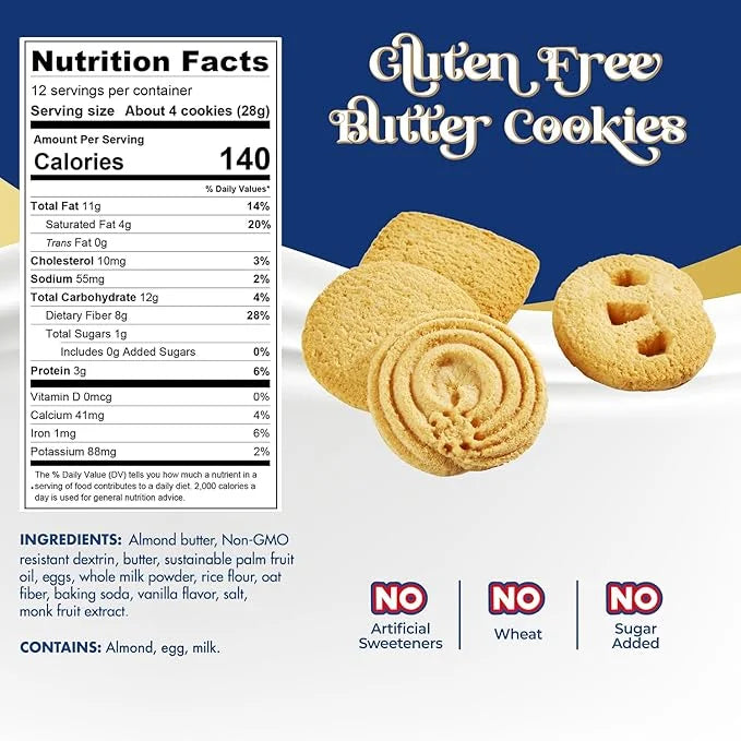 ChocZero Keto Butter Cookies - Sugar Free Danish Shortbread Large Gift Tin - Gluten Free, Low Carb (1 tin, 12 oz) - Produc...