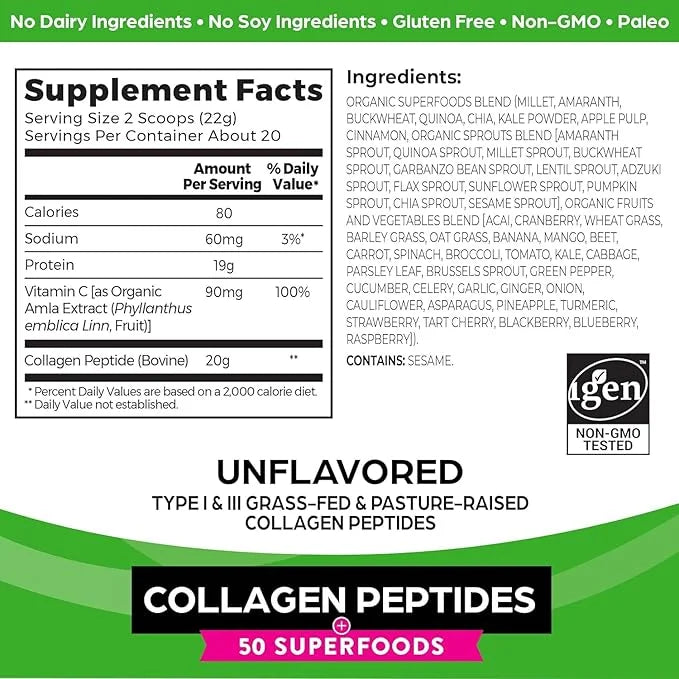 Orgain Hydrolyzed Collagen Powder + 50 20g Grass 20g Grass