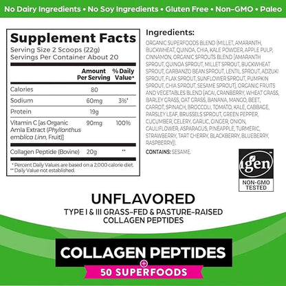 Orgain Hydrolyzed Collagen Powder + 50 20g Grass 20g Grass