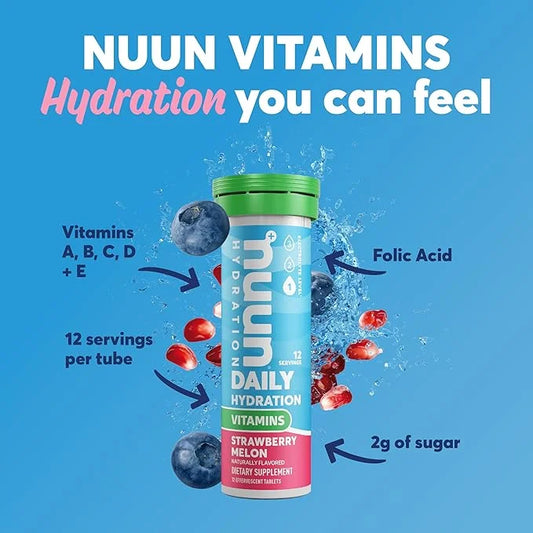 Nuun Hydration Vitamins Electrolyte Tablets, Mixed Fruit, 5 Essential Electrolytes for Hydration + Vitamin A, B6, C, D, E,...