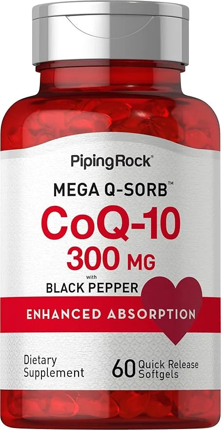 Piping Rock CoQ10 300mg Softgels 300mg Per 60 Pills Coq10 Coenzyme