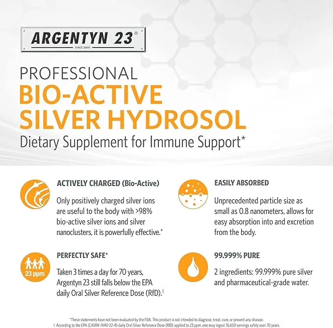 Argentyn 23 Professional Bio-Active Silver Hydrosol for Immune Support, Colloidal Silver, 23ppm, 2oz (59mL) Fine Mist Spra...