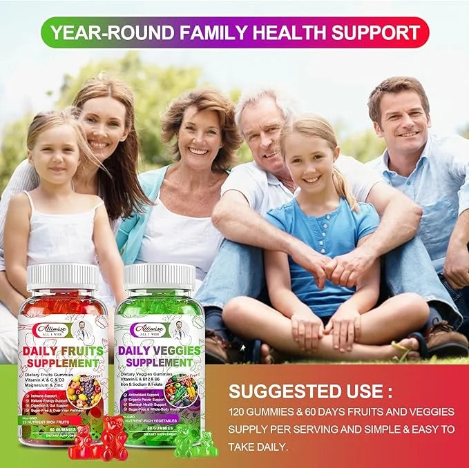 Sugar-Free Fruits and Veggies Gummies Supplement,
