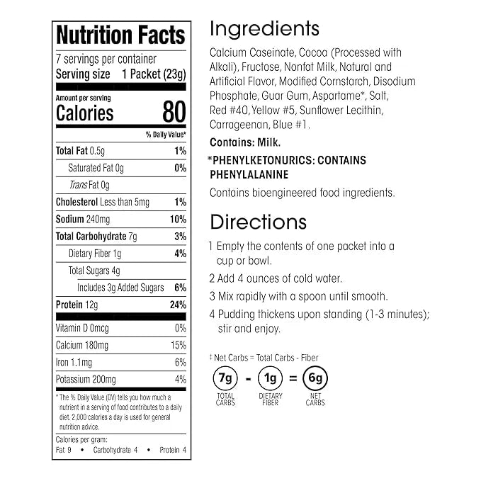 WonderSlim Protein Pudding, Dark Chocolate, Gluten Free, Low Carb (7ct) - Product Image