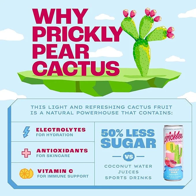 Prickly Pear Cactus Water - Packed With Antioxidants, Electrolytes, Vitamin C - Natural Sports Drink for Immunity, & Recov...
