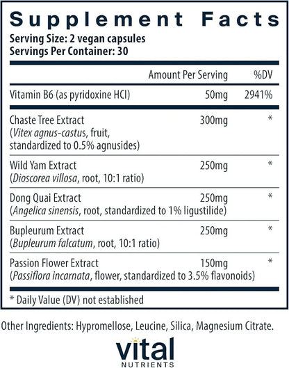 Vital Nutrients PMS Support - Vitex Berry & Passionflower Extract for Premenstrual Support & Hormone Balance* - Vitamin B6...