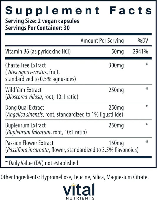 Vital Nutrients PMS Support - Vitex Berry & Passionflower Extract for Premenstrual Support & Hormone Balance* - Vitamin B6...