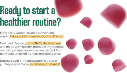 Organic Kids Elderberry Gummies with Zinc 60 Vegan