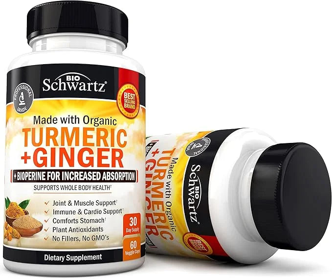 Organic Turmeric Curcumin and Ginger 95% Standardized 60 Capsules