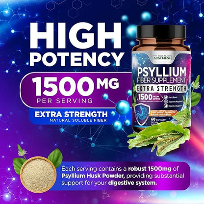 Psyllium Husk Capsules 1500mg 60 Capsules