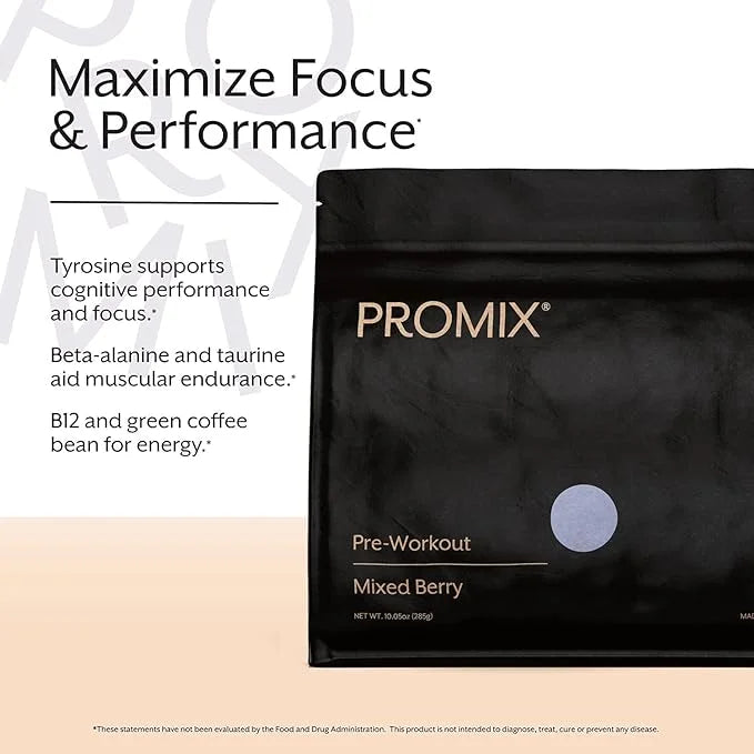 Promix Pre-Workout Powder, Mixed Berry B12, Caffeine,
