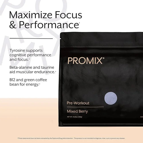 Promix Pre-Workout Powder, Mixed Berry B12, Caffeine,